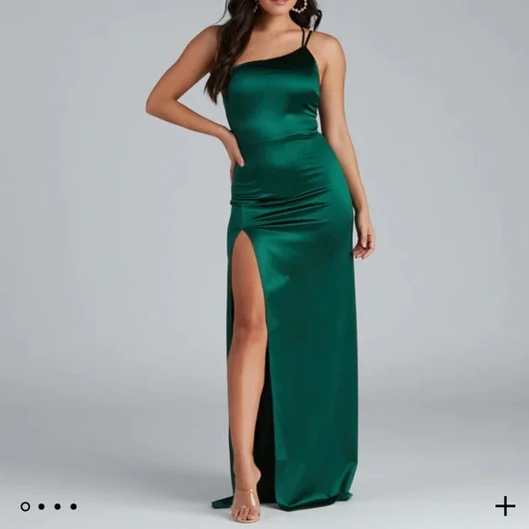 satin hunter green dress Hunter Green Satin Flutter Sleeve Plunging Maxi Dress
